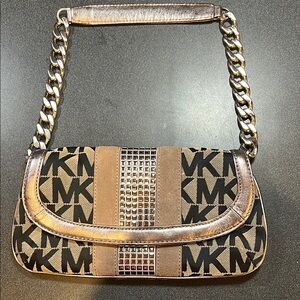 Michael Kors Brown and Gold Shoulder Bag